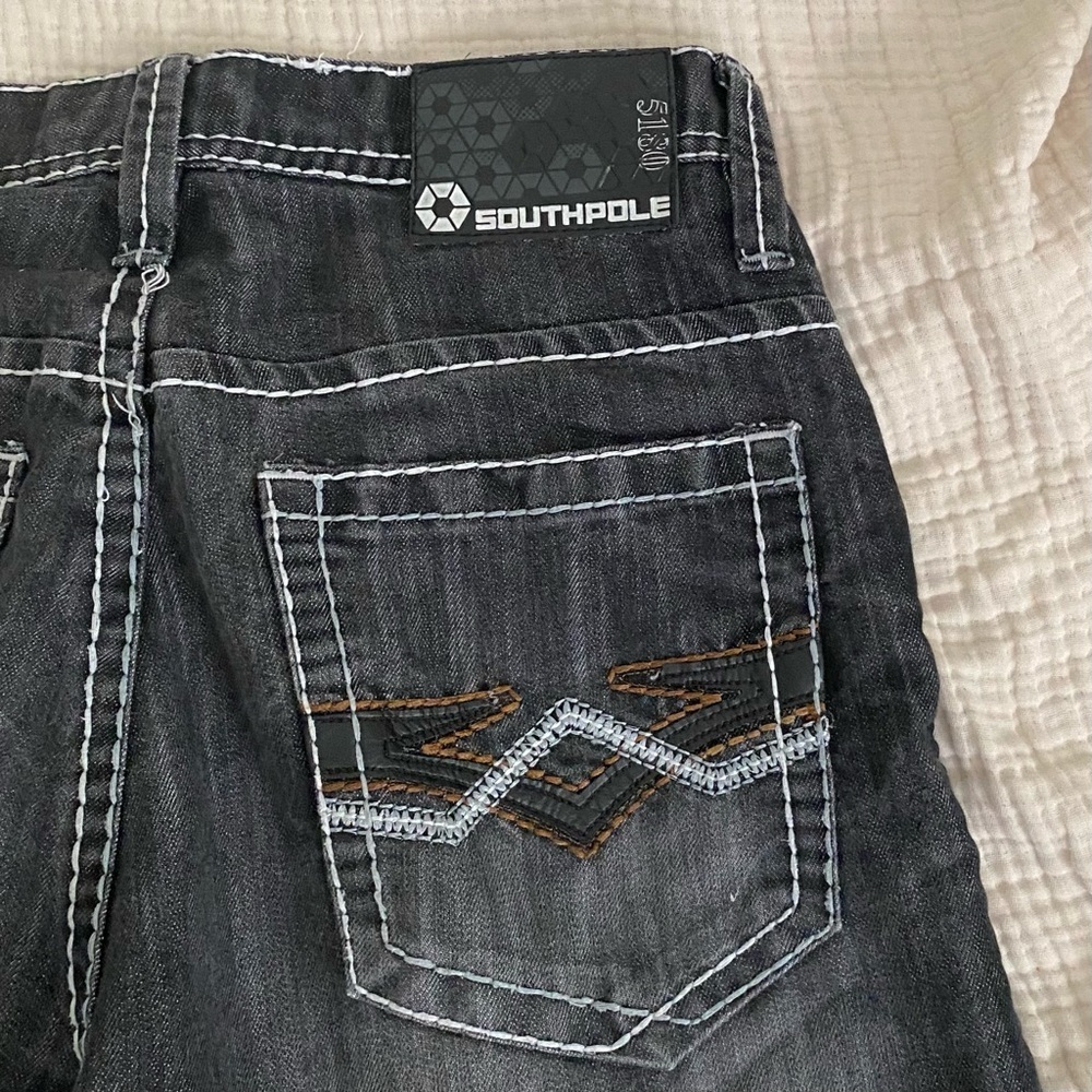 Vintage South Pole Mens Black Baggy Denim Shorts - Picture 4 of 5